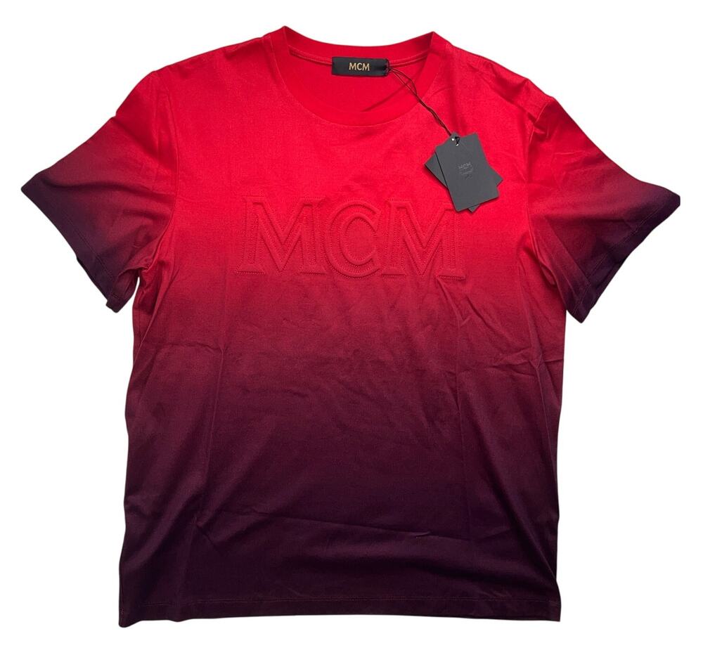 5-41 MCM Men's $295 100% Cotton Top T-Shirt Ombre  Red Medium